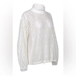 See by Chloe - White Mesh Drawstring Turtleneck Sweater
